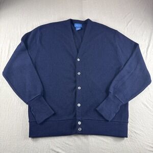 Vintage Towncraft Cardigan Mens L Blue Made in USA Sweatshirt Grandpa Luxury